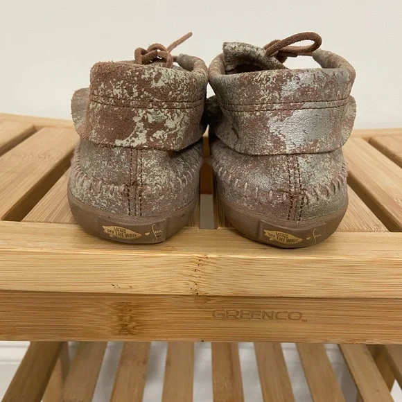 Vans Seea Off The Wall Leather Moccasins Brown and Silver Shoes Womens 6 - Picture 3 of 9